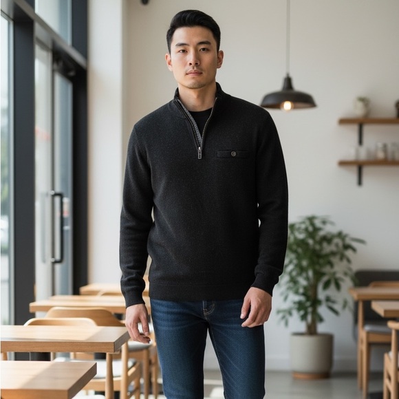 Ted Baker London Men's Dark Zip-Up Sweater